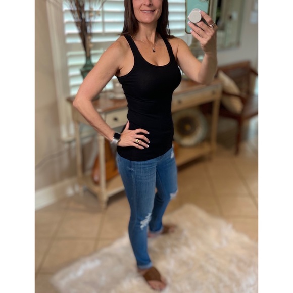 Tops - Ribbed Racerback Boy Beater Tank Black 1521